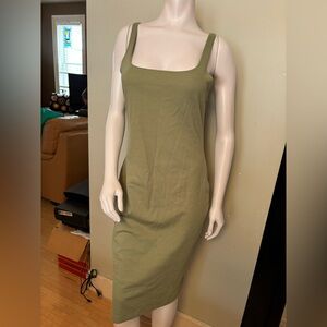 Zara Olive Green Sleeveless Midi Dress